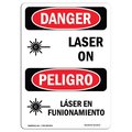 Signmission OSHA Danger Sign, Laser On Bilingual, 10in X 7in Aluminum, 7" W, 10" H, Bilingual Spanish OS-DS-A-710-VS-1672